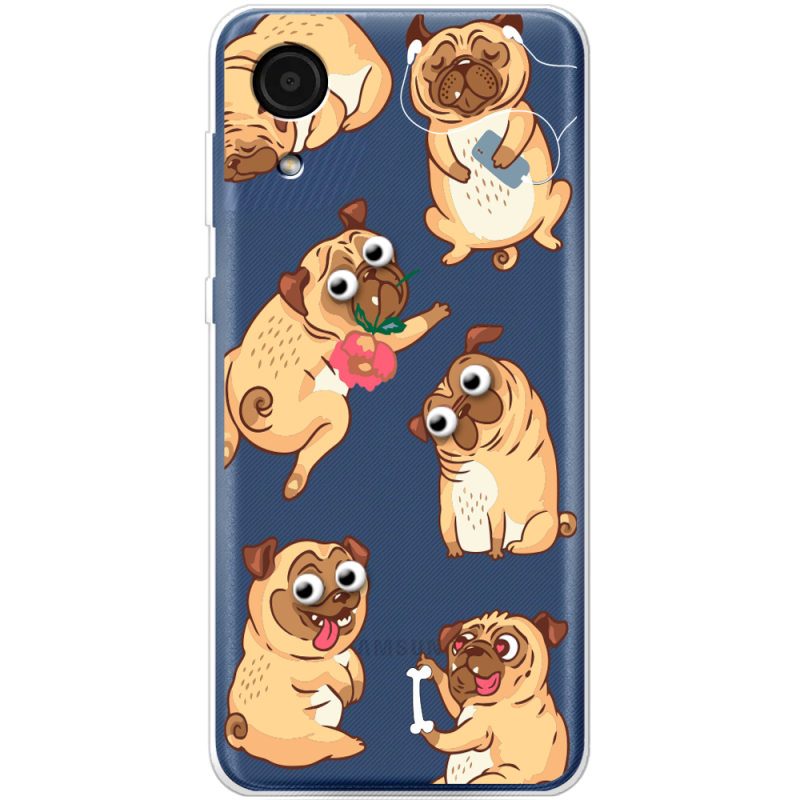 Прозрачный чехол BoxFace Samsung Galaxy A03 Core (A032F) с 3D-глазками Pug