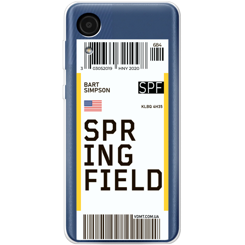 Прозрачный чехол BoxFace Samsung Galaxy A03 Core (A032F) Ticket Springfield