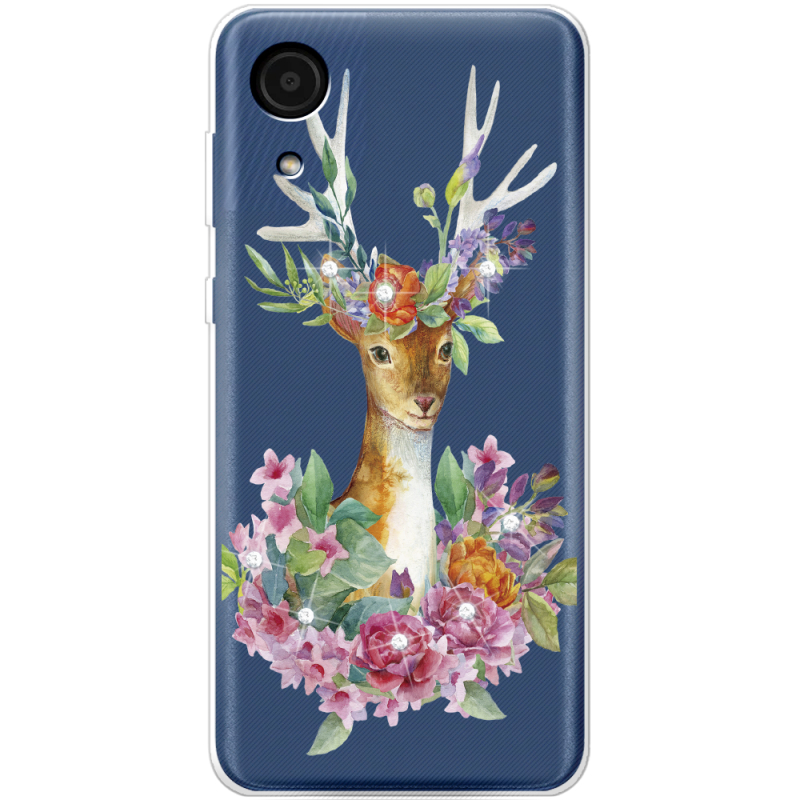 Чехол со стразами BoxFace Samsung Galaxy A03 Core (A032F) Deer with flowers