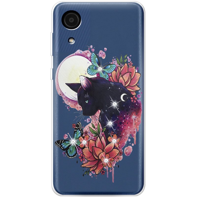 Чехол со стразами BoxFace Samsung Galaxy A03 Core (A032F) Cat in Flowers