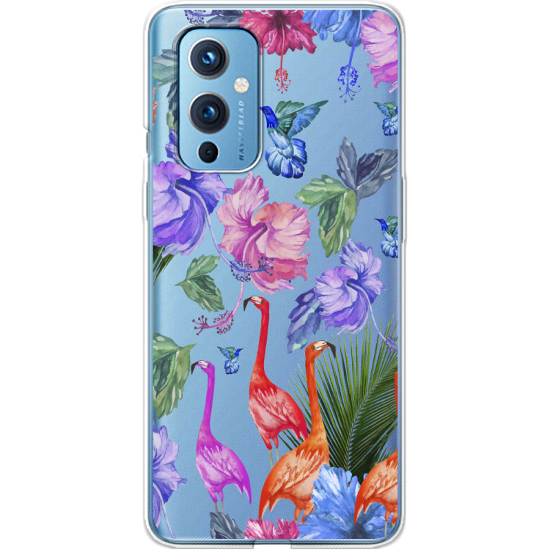 Прозрачный чехол BoxFace OnePlus 9 Flamingo