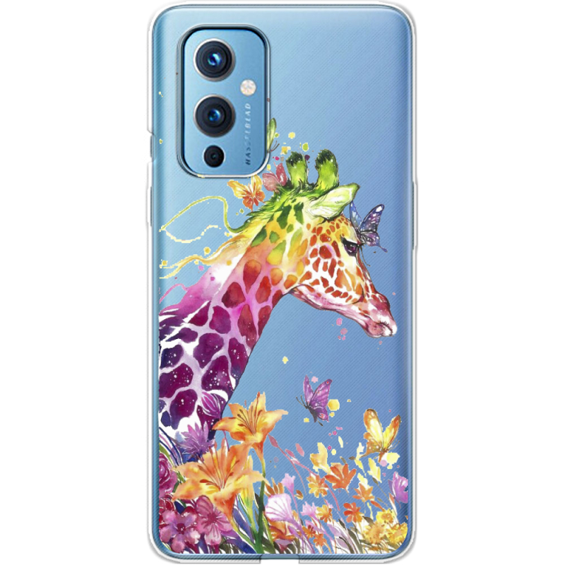 Прозрачный чехол BoxFace OnePlus 9 Colorful Giraffe