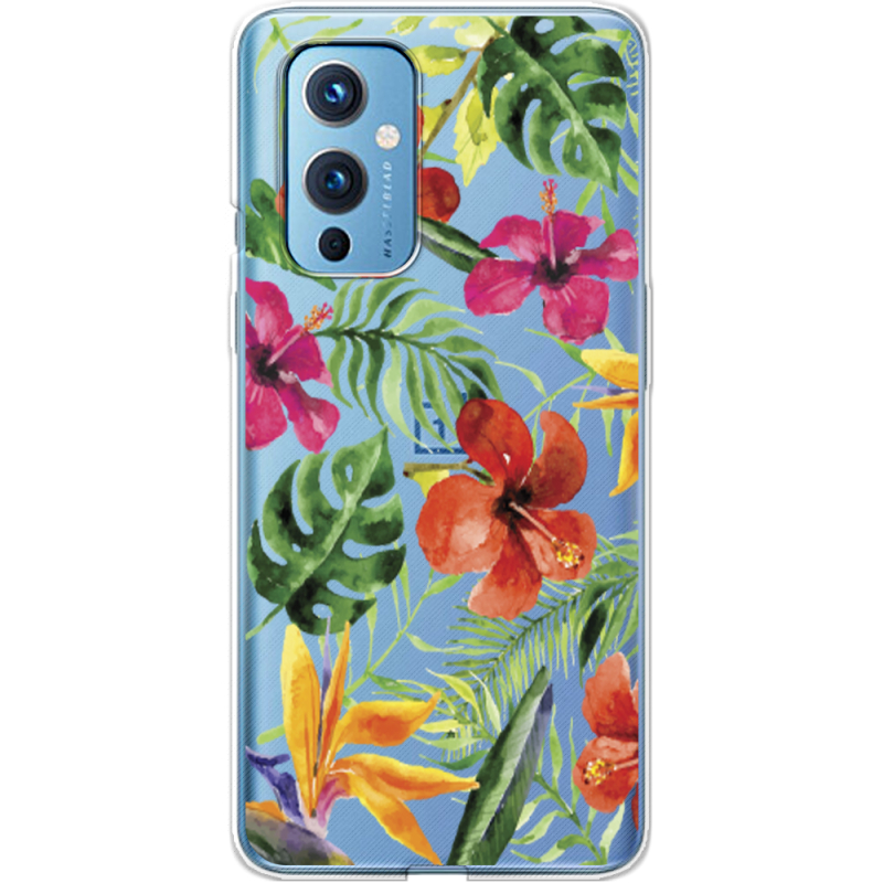 Прозрачный чехол BoxFace OnePlus 9 Tropical Flowers