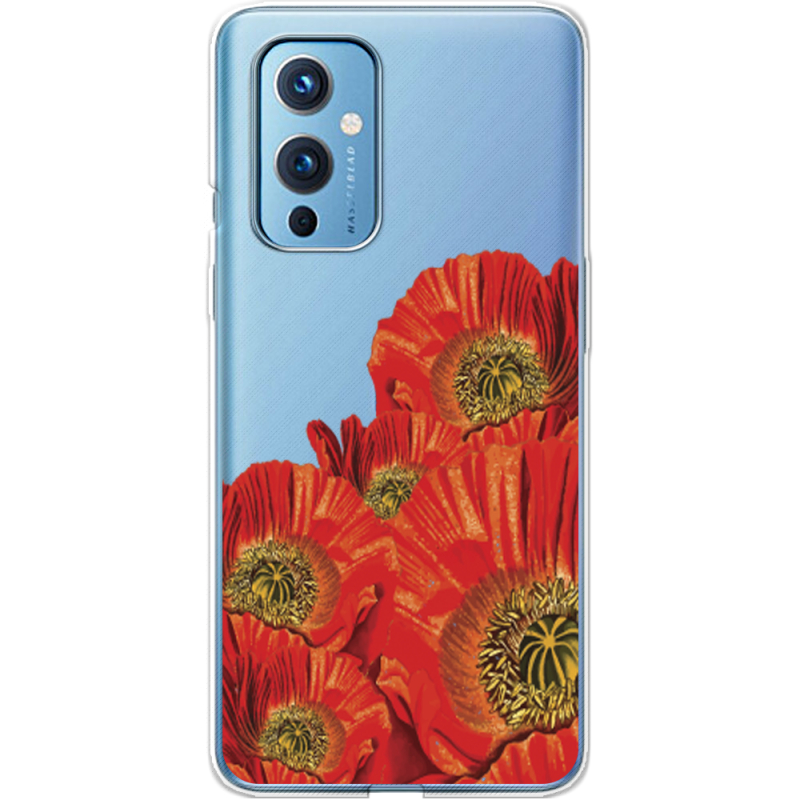 Прозрачный чехол BoxFace OnePlus 9 Red Poppies