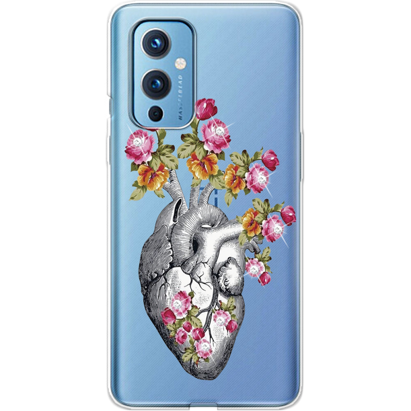 Чехол со стразами OnePlus 9 Heart