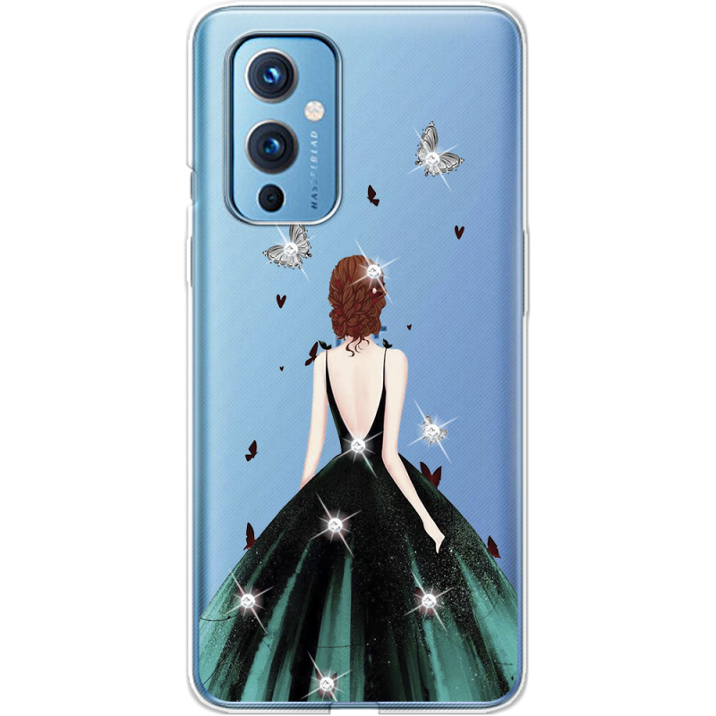 Чехол со стразами OnePlus 9 Girl in the green dress