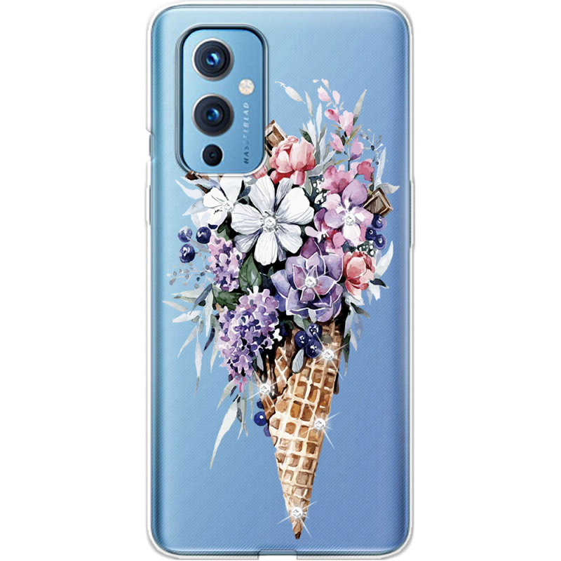Чехол со стразами OnePlus 9 Ice Cream Flowers