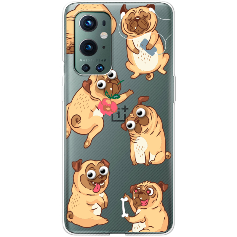 Прозрачный чехол BoxFace OnePlus 9 Pro с 3D-глазками Pug