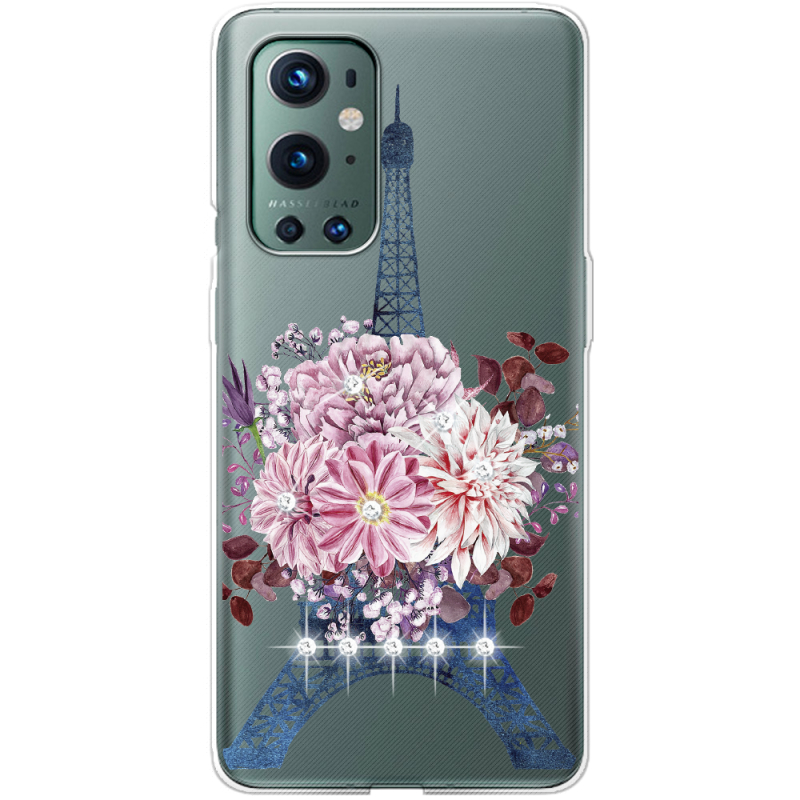 Чехол со стразами OnePlus 9 Pro Eiffel Tower