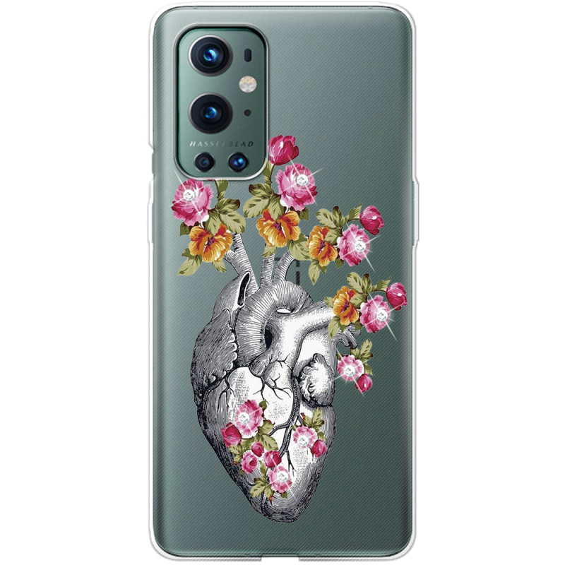 Чехол со стразами OnePlus 9 Pro Heart