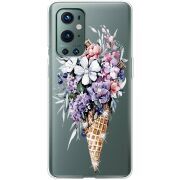 Чехол со стразами OnePlus 9 Pro Ice Cream Flowers