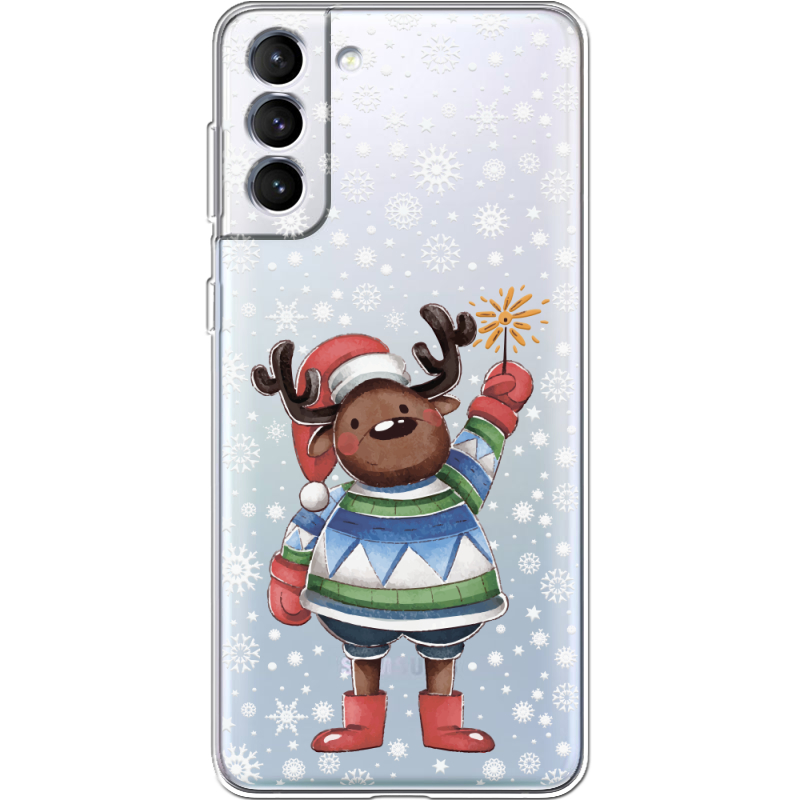 Прозрачный чехол BoxFace Samsung Galaxy S21 FE G990 Christmas Deer with Snow