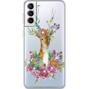 Чехол со стразами Samsung Galaxy S21 FE G990 Deer with flowers