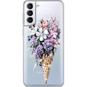 Чехол со стразами Samsung Galaxy S21 FE G990 Ice Cream Flowers