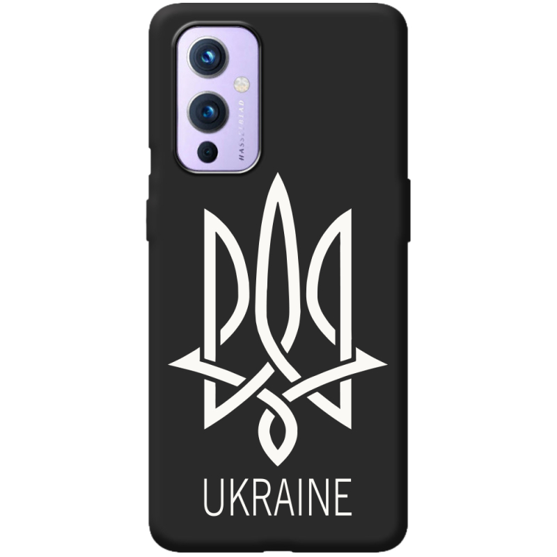 Черный чехол BoxFace OnePlus 9 Тризуб монограмма ukraine