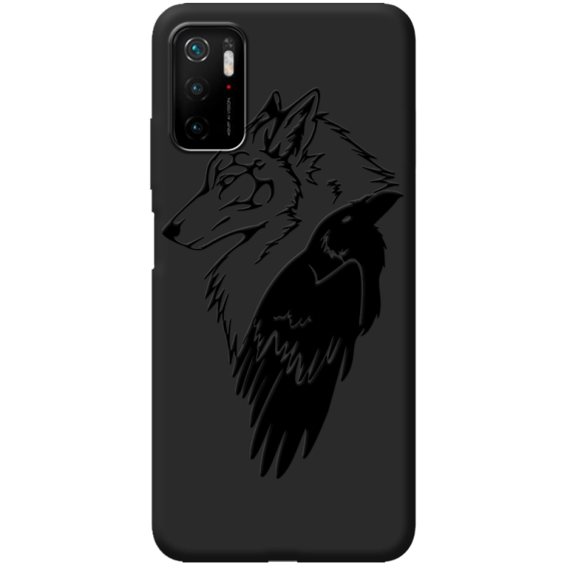 Черный чехол BoxFace Poco M3 Pro Wolf and Raven