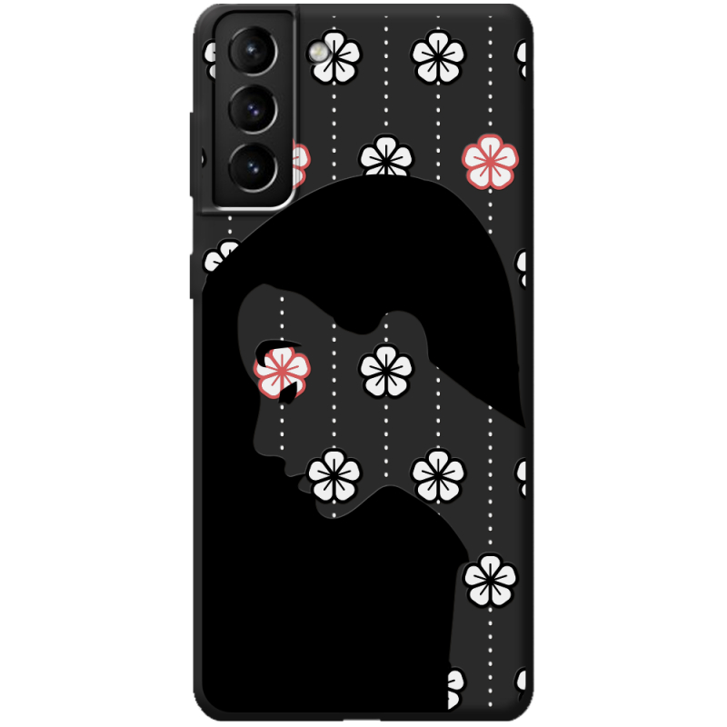 Черный чехол BoxFace Samsung Galaxy S21 Plus (G996) Flower Hair