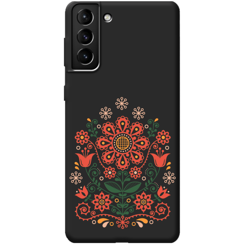 Черный чехол BoxFace Samsung Galaxy S21 Plus (G996) Ukrainian Ornament