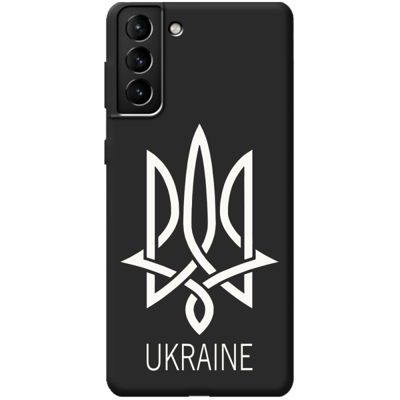 Черный чехол BoxFace Samsung Galaxy S21 Plus (G996) Тризуб монограмма ukraine