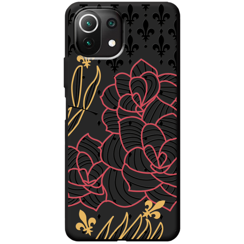 Черный чехол BoxFace Xiaomi Mi 11 Lite FranceFlowers