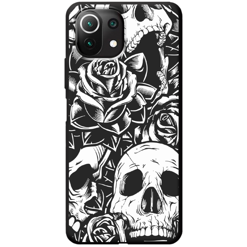 Черный чехол BoxFace Xiaomi Mi 11 Lite Skull and Roses