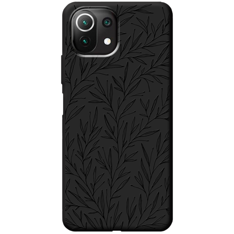 Черный чехол BoxFace Xiaomi Mi 11 Lite Leaves