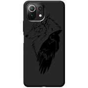 Черный чехол BoxFace Xiaomi Mi 11 Lite Wolf and Raven