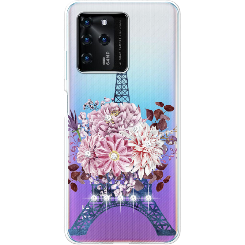 Чехол со стразами ZTE Blade V30 Eiffel Tower