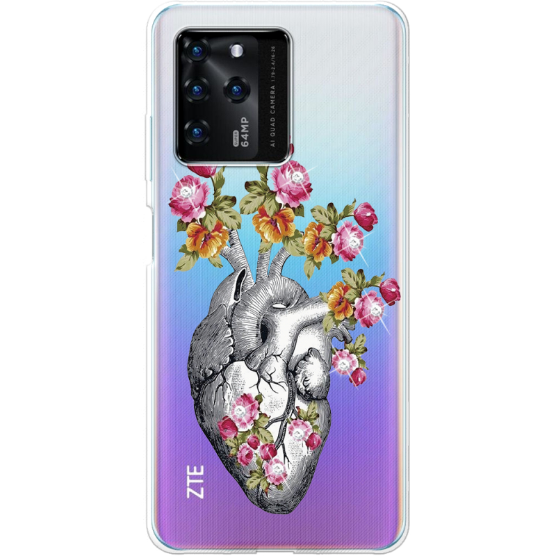 Чехол со стразами ZTE Blade V30 Heart