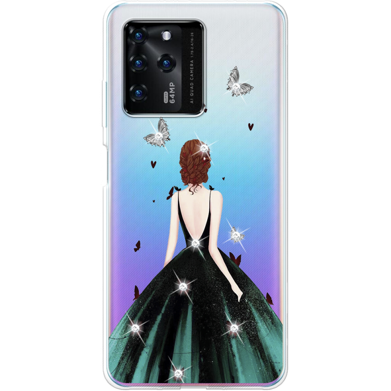 Чехол со стразами ZTE Blade V30 Girl in the green dress