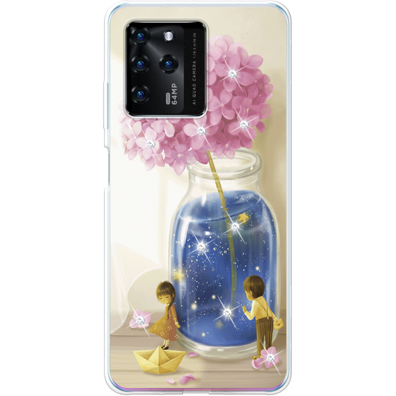 Чехол со стразами ZTE Blade V30 Little Boy and Girl