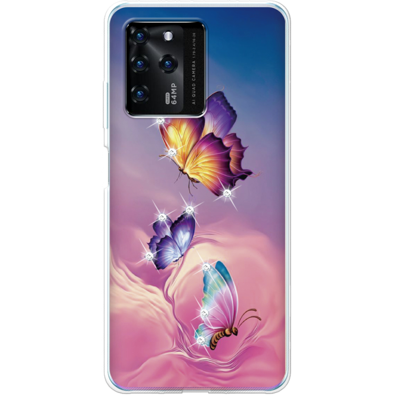 Чехол со стразами ZTE Blade V30 Butterflies