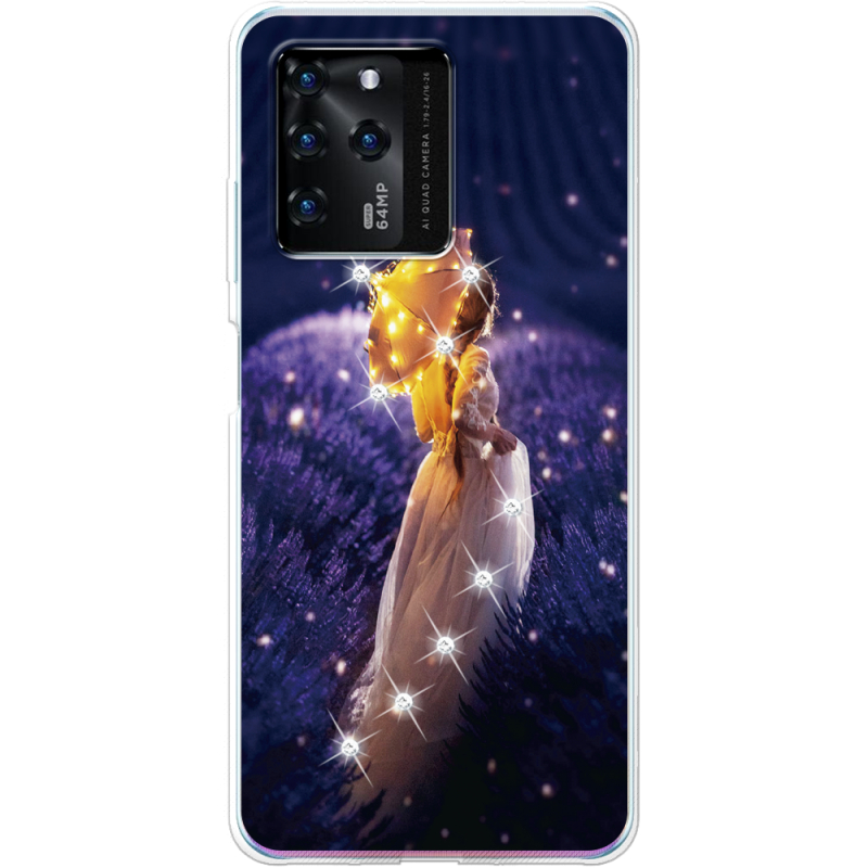 Чехол со стразами ZTE Blade V30 Girl with Umbrella