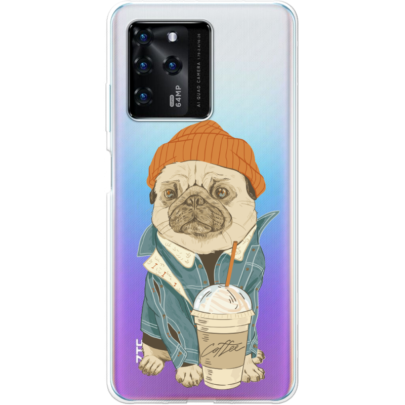 Прозрачный чехол BoxFace ZTE Blade V30 Dog Coffeeman