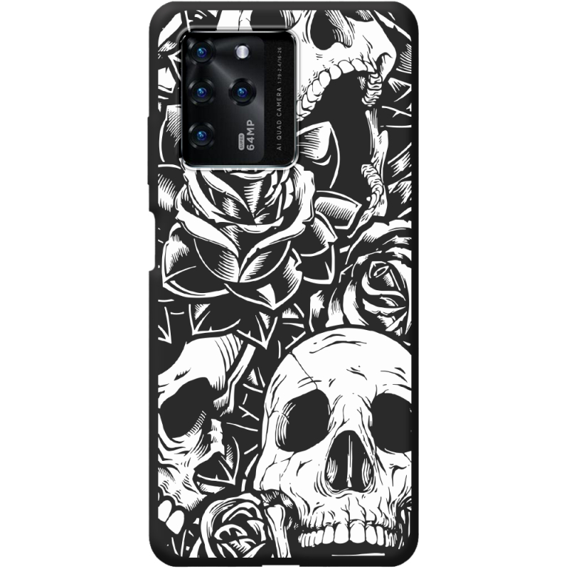 Черный чехол BoxFace ZTE Blade V30 Skull and Roses