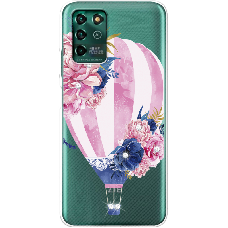 Чехол со стразами ZTE Blade V30 Vita Pink Air Baloon