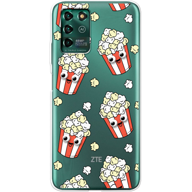 Прозрачный чехол BoxFace ZTE Blade V30 Vita с 3D-глазками Popcorn