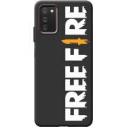Черный чехол BoxFace Samsung Galaxy A03S (A037) Free Fire White Logo