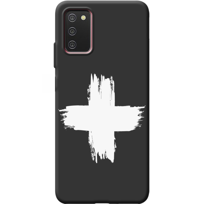 Черный чехол BoxFace Samsung Galaxy A03S (A037) Білий хрест ЗСУ