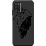 Черный чехол BoxFace Samsung Galaxy A03S (A037) Wolf and Raven
