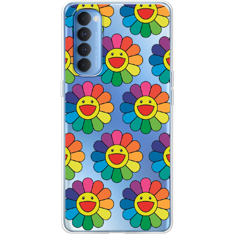 Прозрачный чехол BoxFace OPPO Reno 4 Pro Hippie Flowers