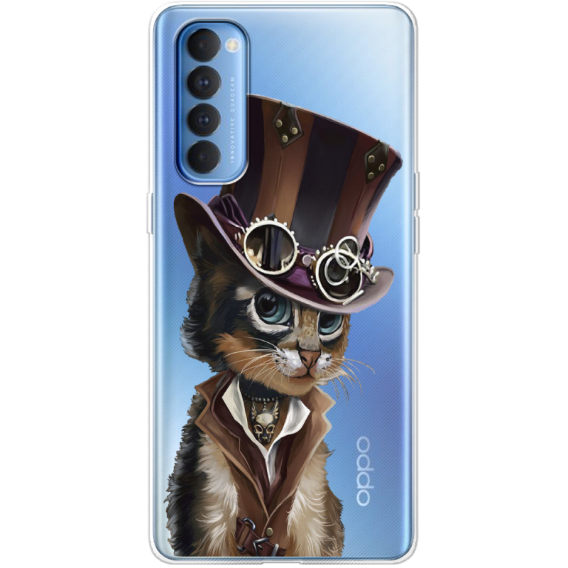 Прозрачный чехол BoxFace OPPO Reno 4 Pro Steampunk Cat