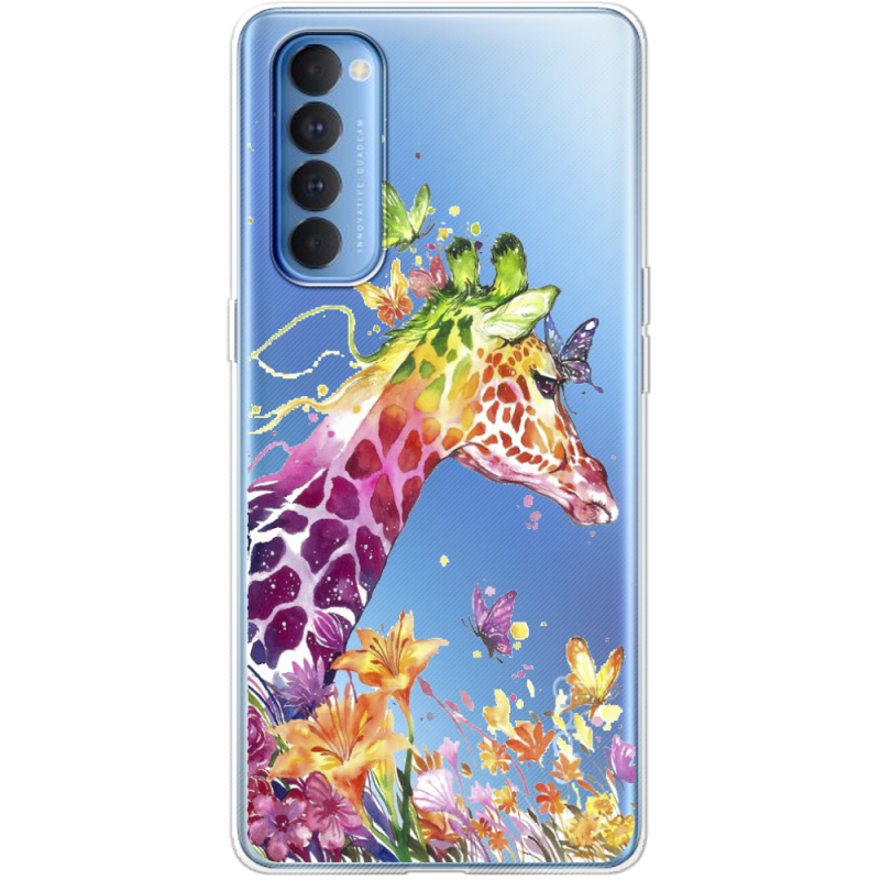 Прозрачный чехол BoxFace OPPO Reno 4 Pro Colorful Giraffe