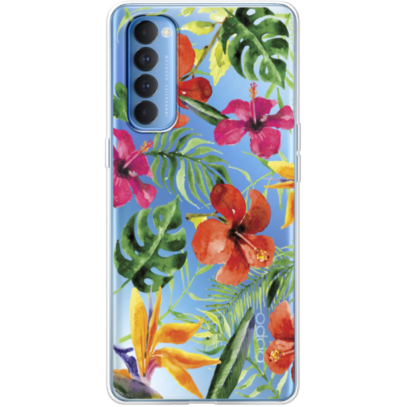 Прозрачный чехол BoxFace OPPO Reno 4 Pro Tropical Flowers