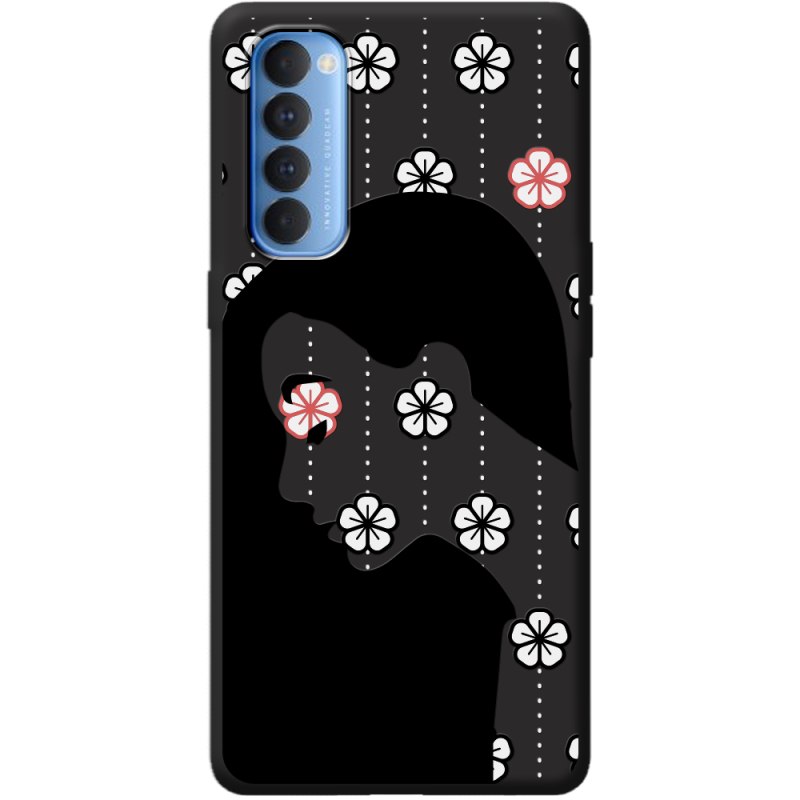 Черный чехол BoxFace OPPO Reno 4 Pro Flower Hair