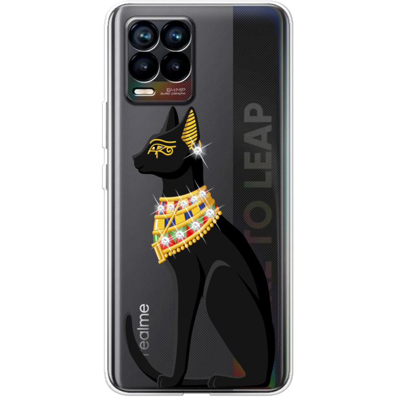 Чехол со стразами Realme 8 Egipet Cat