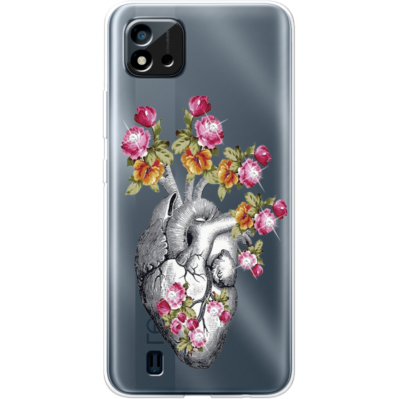 Чехол со стразами Realme C11 2021 Heart