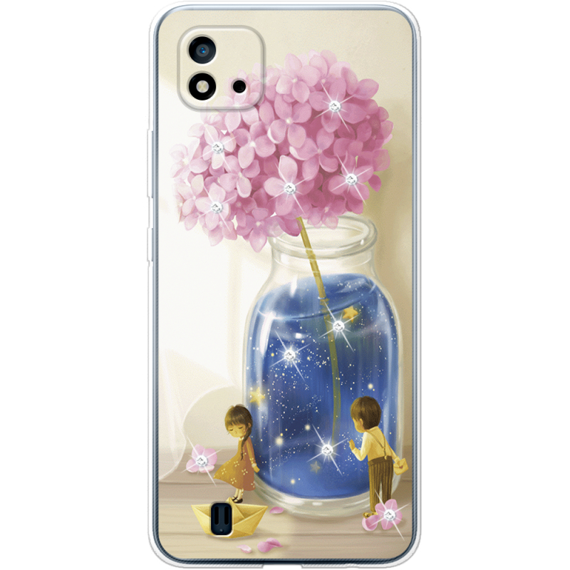 Чехол со стразами Realme C11 2021 Little Boy and Girl