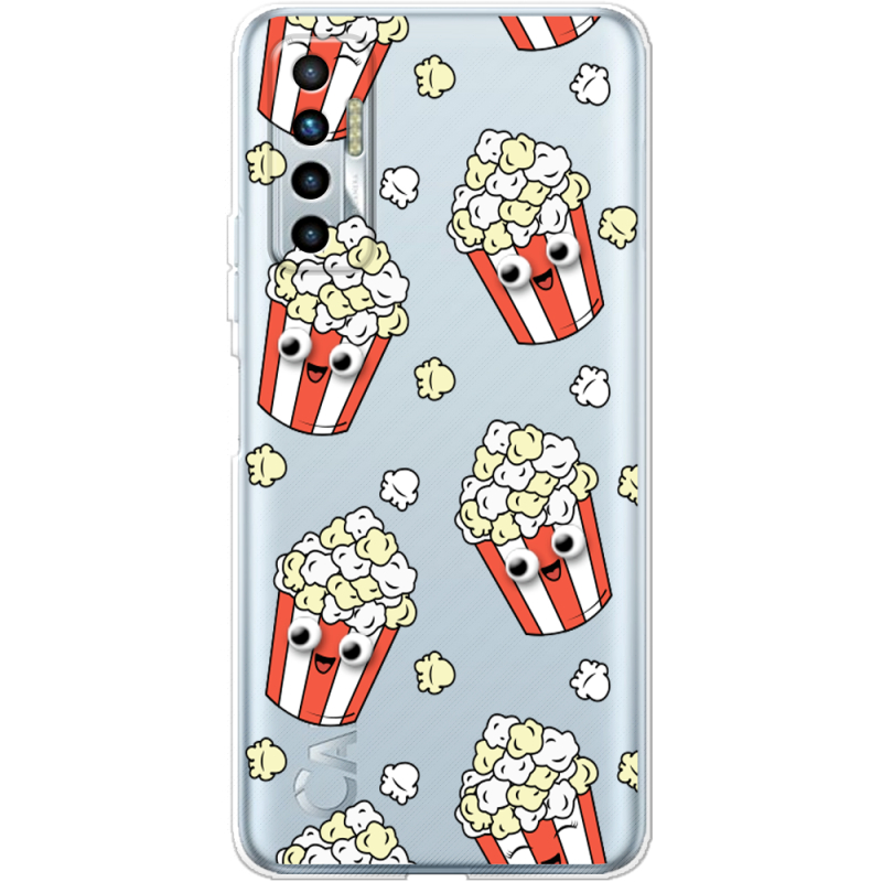 Прозрачный чехол BoxFace Tecno Camon 17P с 3D-глазками Popcorn