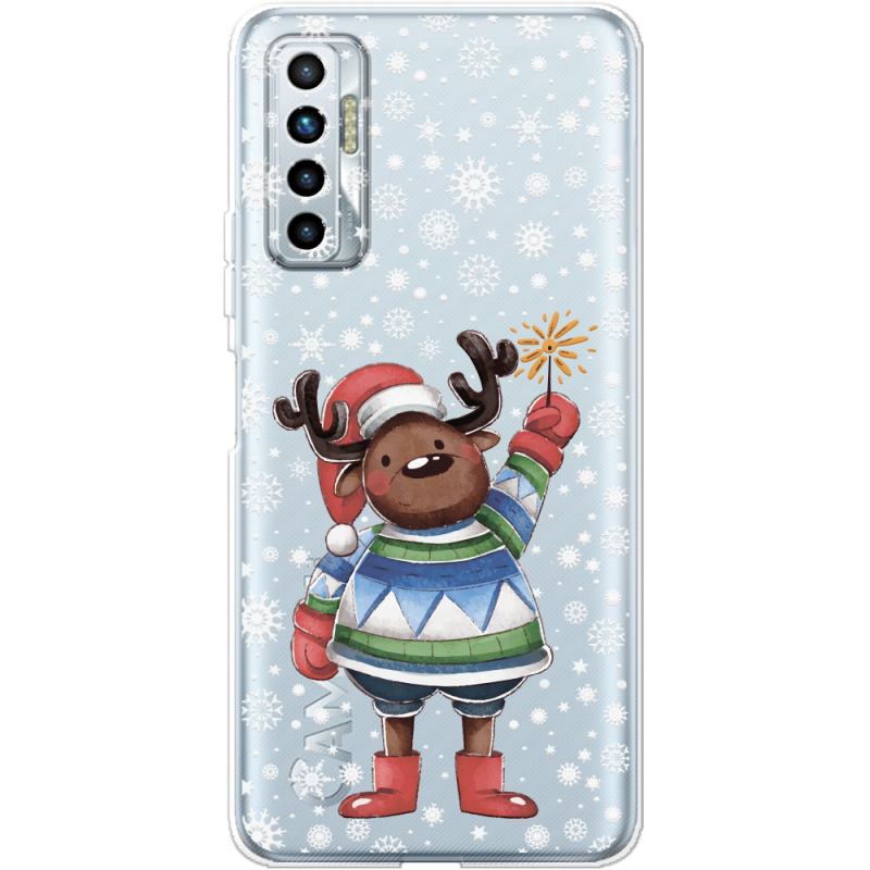 Прозрачный чехол BoxFace Tecno Camon 17P Christmas Deer with Snow